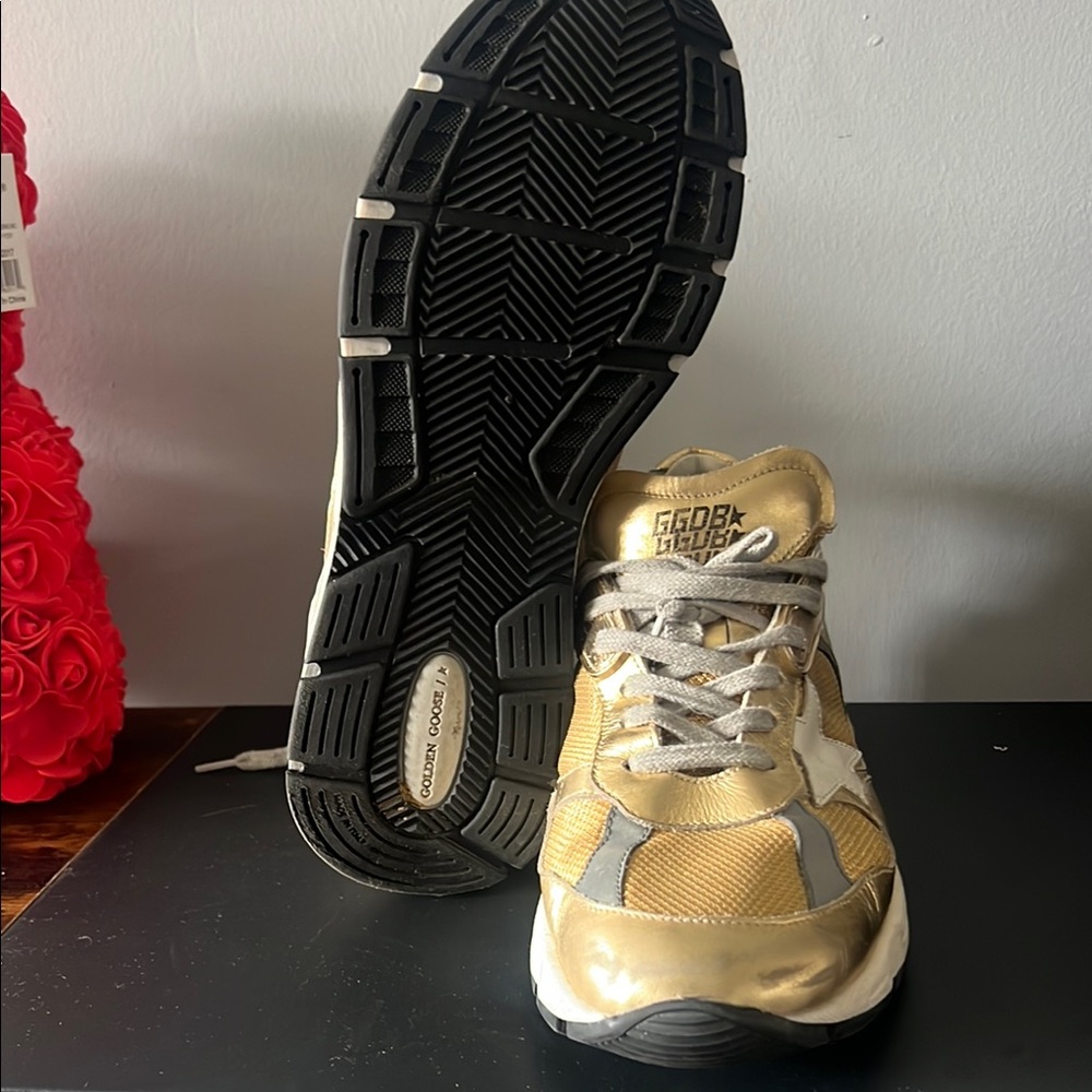 Golden Goose Gold and Silver Sneakers with Supportive Design - Picture 2 of 6